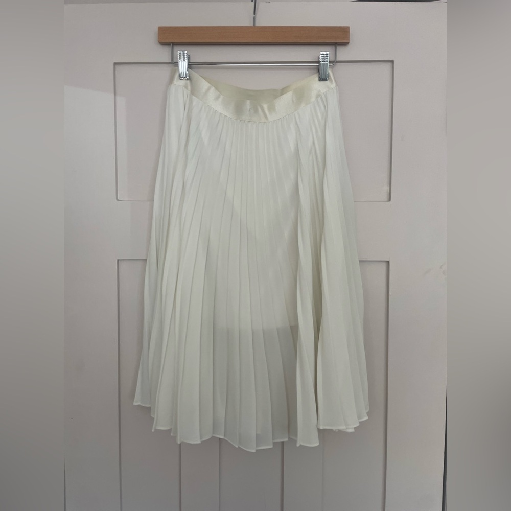 White Pleated Midi Skirt - Size M